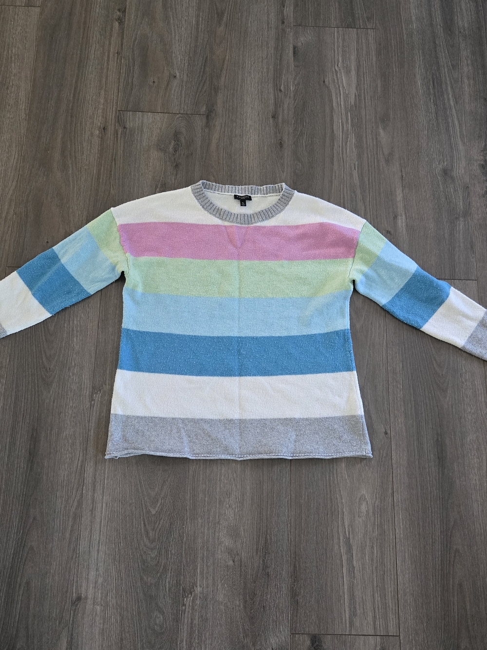 Talbots Multicolor Striped Soft Knit Sweater Womens Sz Medium Pastel Colorblock